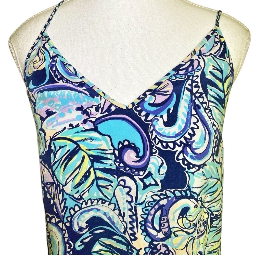 Lilly Pulitzer Lela Hanging With The Fronds Silk Slip Double V-Neck Dress - Picture 4 of 16